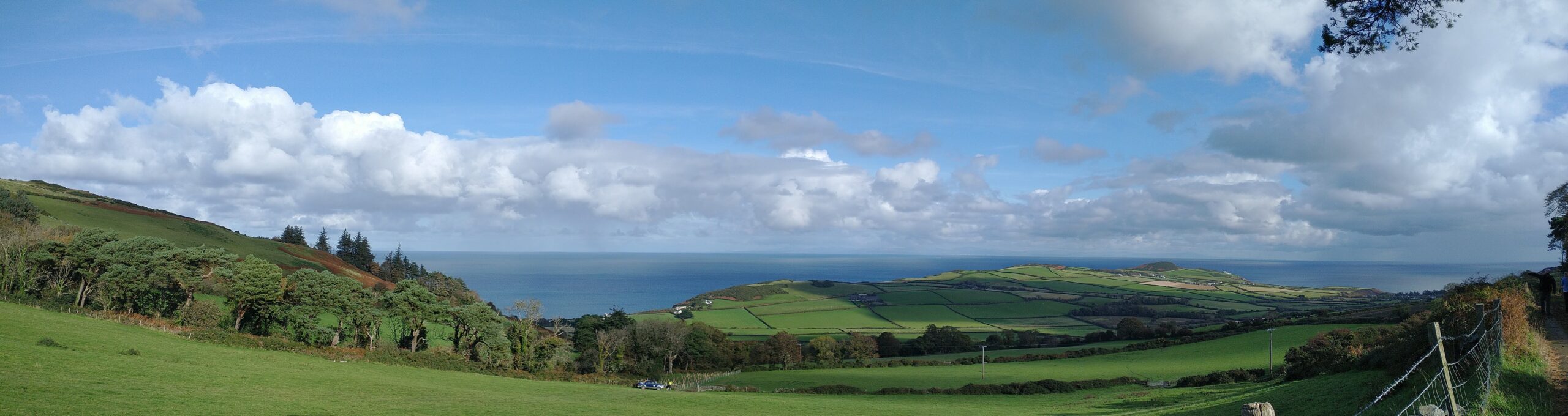 Partial view of Maughold on the North-East coast of the Isle of Man. It shows a section of trees that have been freshly planted.